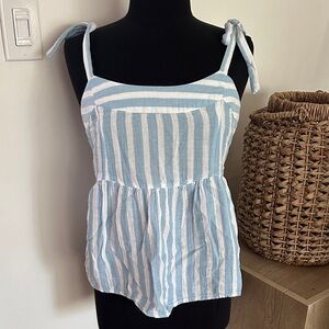 Old Navy Light Blue and White Striped Babydoll Camisole size L